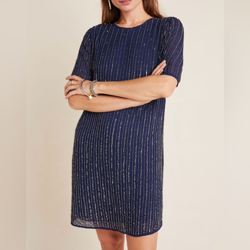 Anthropologie Velvet By Graham & Spencer Beaded Dress